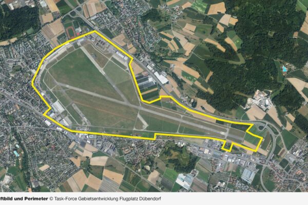 Gebietsentwicklung – Luftbild und Perimeter © Task-Force Gebietsentwicklung Flugplatz Dübendorf
