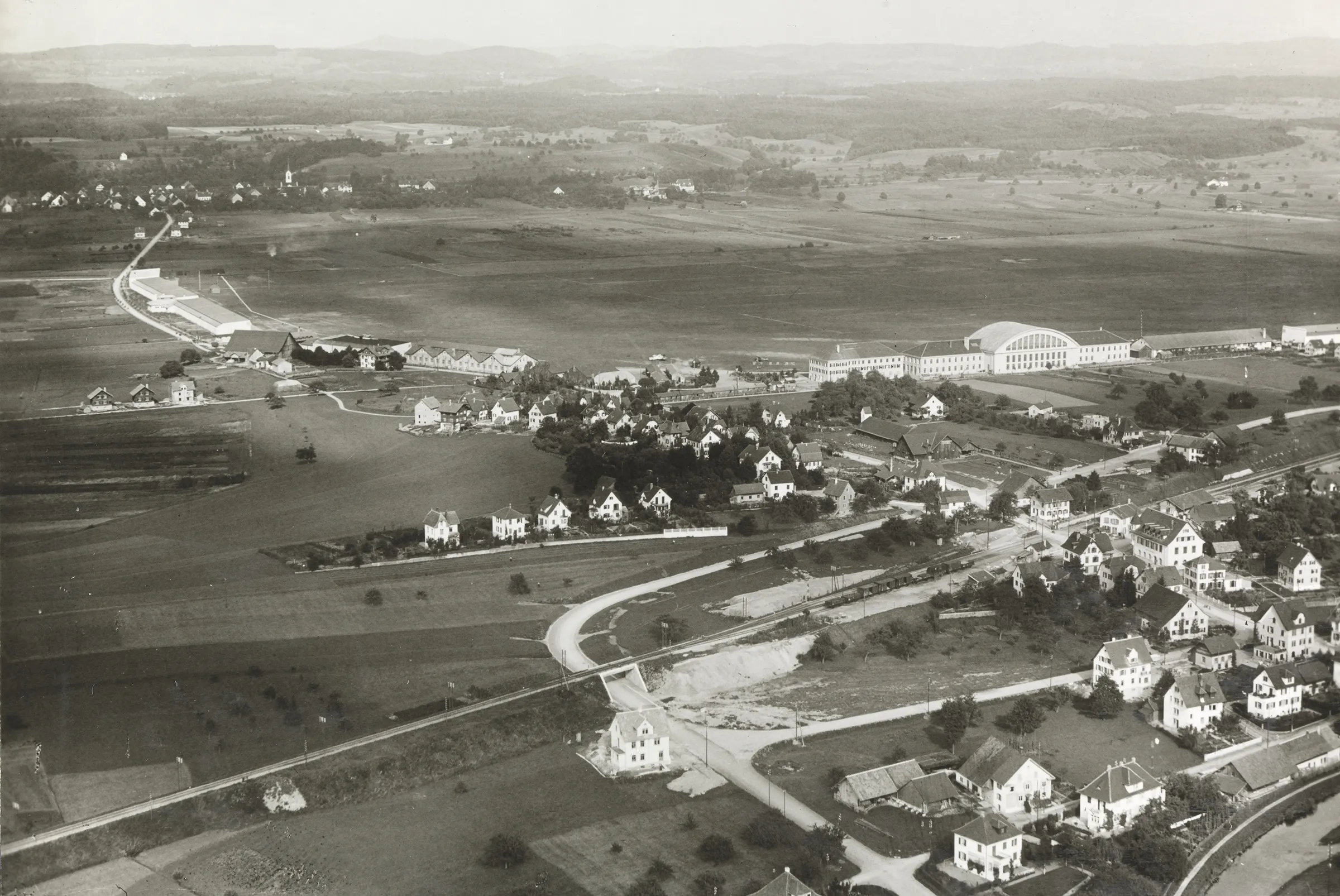 Historische Luftaufnahme Flugplatz Dübendorf, 1925. Guggenheim und Cie